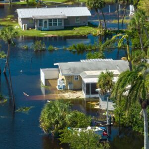 Hurricane Ian Flood Photo Image of homes in Florida surrounded by flood waters