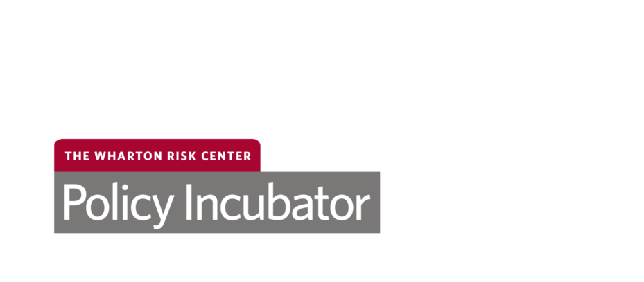 Incubatorheadertext 929x408 Logo for The Wharton Risk Center Policy Incubator, featuring text in red and black with a white background.