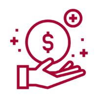 Icon of a hand holding a coin with a $