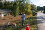 Charles Wyatt looks at the damage to his home on Sept. 27 near Marion, N.C