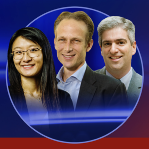 Lifelong Learning Webinar 1 Photo Graphic that includes professional headshots of Christina Zhu, Arthur van Benthem, and Ben Keys.